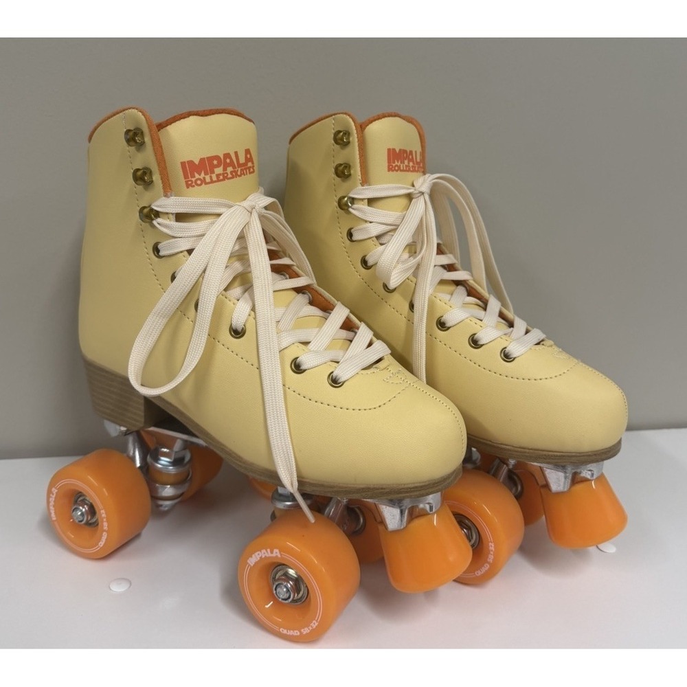 IMPALA Roller Skates Quad Women Mimosa Size 6 Indoor Skating Tan Orange Derby